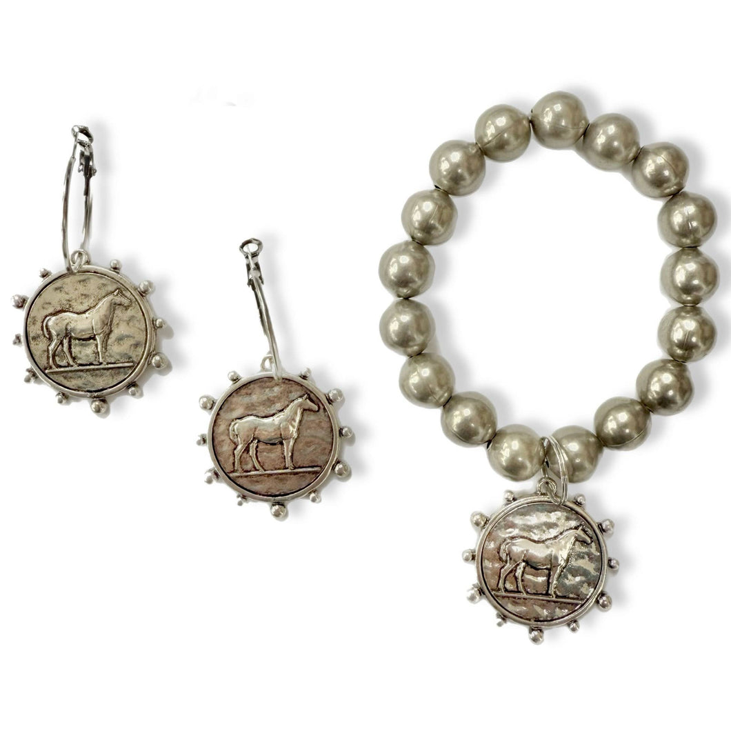 Horse Coin Earrings & Bracelet: BRACELET