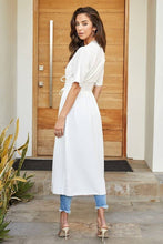 White Short Sleeve Open Front Venti Long Top