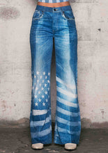 Flag Digital Print Wide Leg Jeans