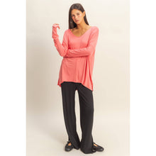 Tea Rose Long-Sleeve V-Neck Drapey Top