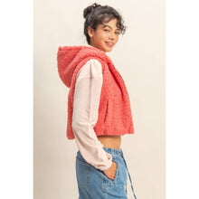 Tea Rose Fluffy Full Zip Cropped Hooded Vest
