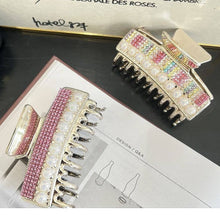12pk Rhinestone Pearls Line Hair Claw Clip
