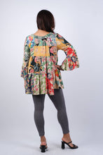 Tropical Symphony Summer Patchwork Top with Bell Sleeves
