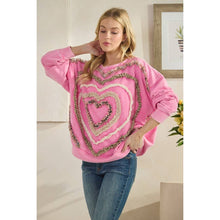 Bubble Gum Washed Heart Patchwork Oli+Hali Knit Pullover