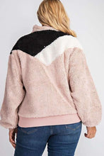 Dusty Rose Color Block Faux Fur Jacket 10/9/23 7176