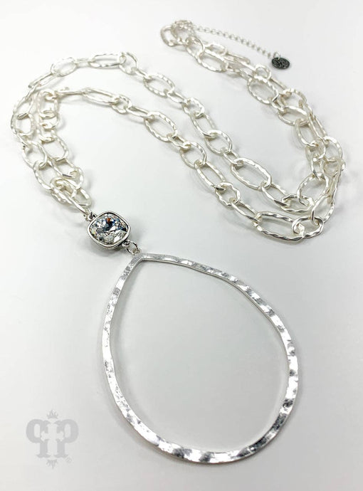 Open teardrop necklace: Silver
