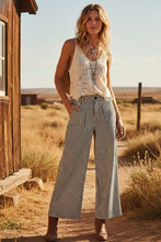 Black White Stretch Striped Wide Leg Pants