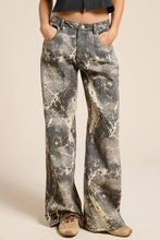 Strone Grunge Splatter Print Wide Leg Denim Pants