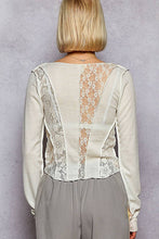 Ivory Round neck long sleeve outseam solid lace POL top