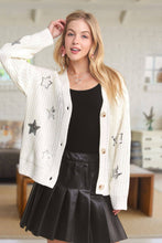 Off White Button Down Sequins Cardigan