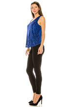 Royal Blue W.A.Y Sequin V Neck Tank Top