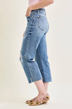 Light High Waist Judy Blue Jeans w/ Destroy Crop Wide Leg