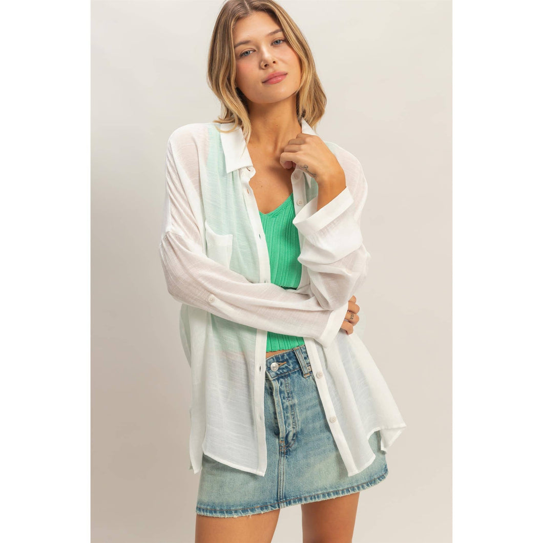 White Button-Down Blouse