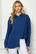Navy Oversized Boyfriend Light Weight Air flow Button Up Shirt