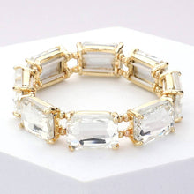 Multi Emerald Cut Stone Stretch Evening Bracelet