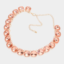 Peach Rose Gold Round Stone Link Evening Necklace