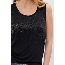 Black Sleeveless Rhinestone Top