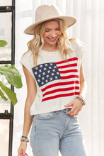 Ivory Sleeveless American Flag Sweater