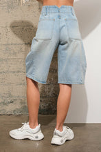 Cargo Denim Knee Length Shorts LT WASH