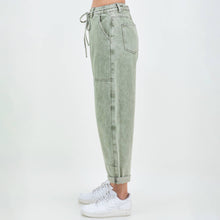 Olive Washed Barrel Fit Pants