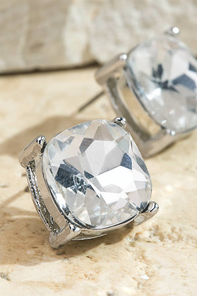 Silver Acrylic Stud Earrings