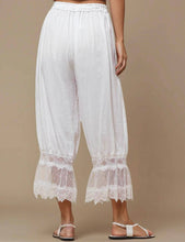 White  Elastic Waist Lace String Tie Lantern Pants