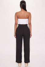 Pleated Stretch Crepe Pull-On Wide Leg Tie Front Pants: BLACK / XL