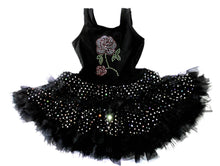 Kids Black Rose Sparkly Petti Dress