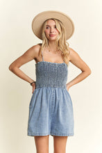 Denim Smocking Top Romper