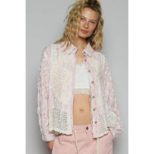 Blush Floral Plaid pattern with peace patch POL shirt