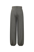 Grey Woven Stripe Balloon Pants