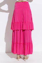 Fuchsia Smocked Chevron Ruffle Layered Two Way Dress Skirt