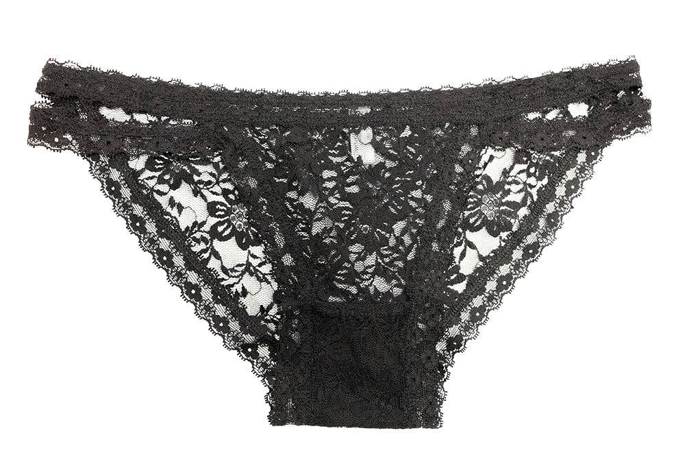 Black Strappy Lace Bikini Underwear