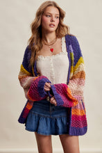 Rainbow Hand-Crochet Open Cardigan