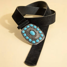 Dark Turquoise Stone Western Concho Buckle Belt