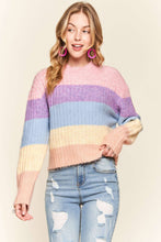 Multi Color Mock Neck Rib Sweater