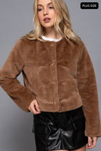Mocha Plus Long Sleeve Faux Fur Crop Length Blazer
