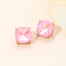 Purple Square Cushion Stud Earrings
