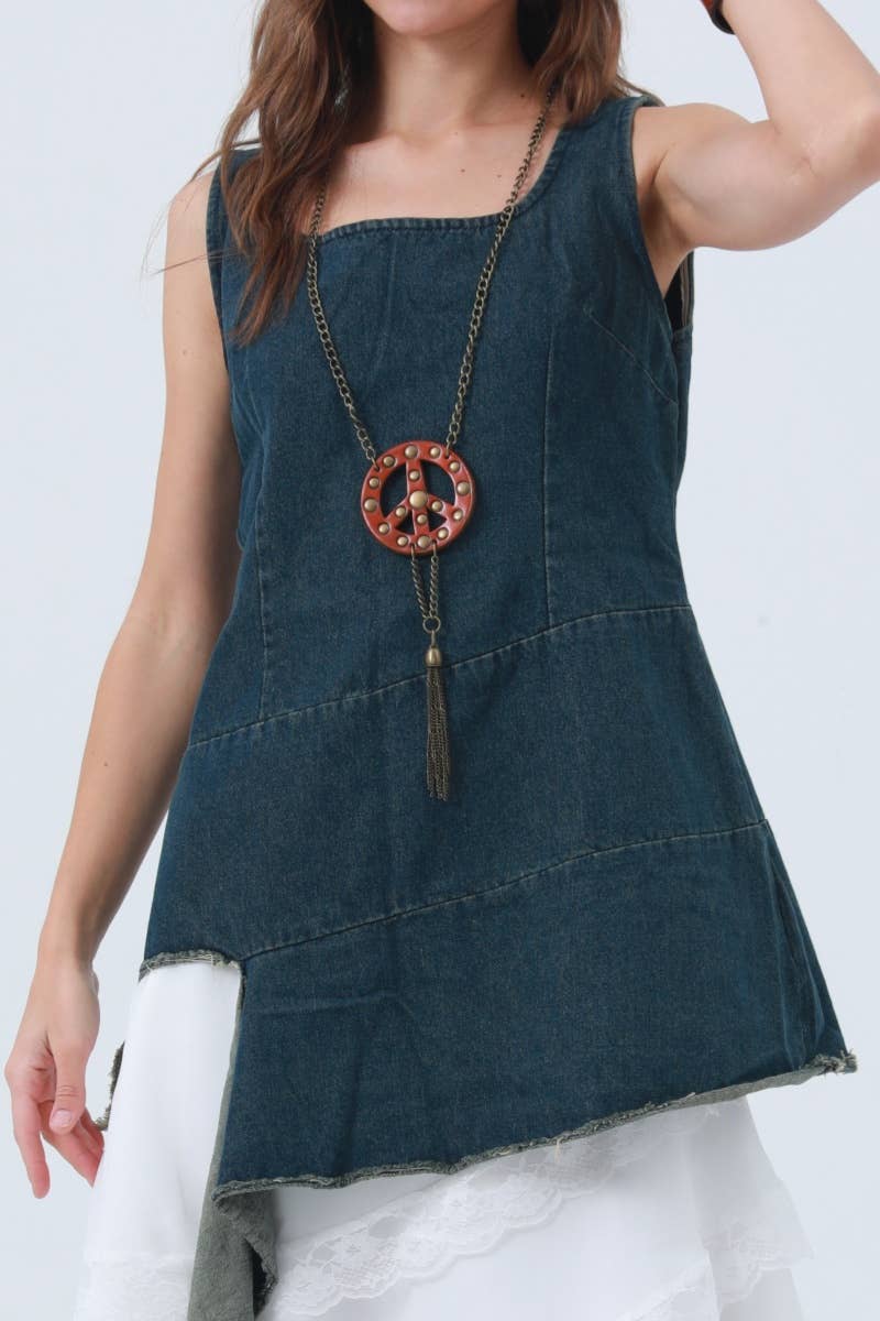Wild West Peace Sign Lariat – Symbolic Frontier Necklace