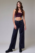 Charcoal Wash Clean Stretch High Rise Wideleg Hidden Jeans