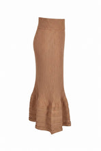 Beige Stripe Texture Midi Skirt