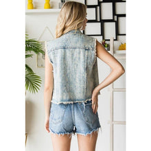 Light Wash Rhinestone Color Denim Vest