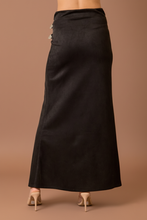 Black Western Faux Suede Maxi Skirt with High Slit