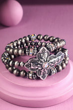 Silver Navajo Pearl & Cross Stretch Bracelet