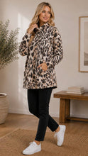 Grey Charcoal  Fuzzy Leopard Blouse