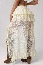 Beige Ruffled Asymmetrical High Low Skirt