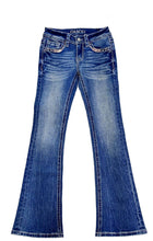 Horse Shoe w/Cowhide Trim Girl Boot Cut Jeans