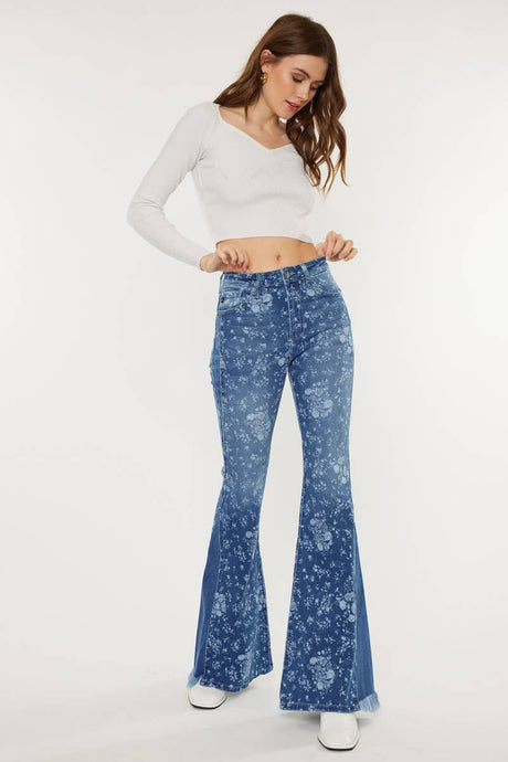 Medium High Rise Floral Flare Kancan Jeans