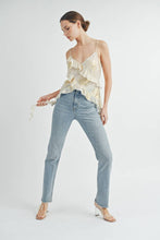 Gold Metallic Asymmetrical Ruffle Cami Top
