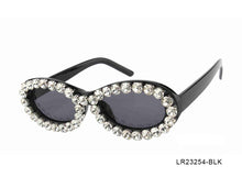 Black Oval With Rhinestone Woman Sunglasses